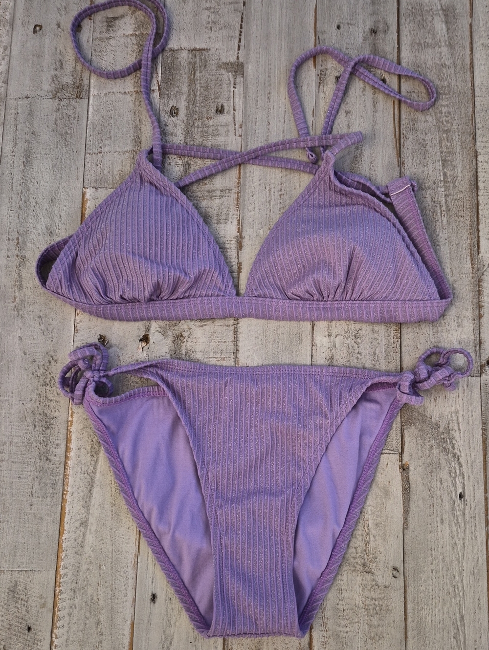 Xhilaration Lavender Ribbed Two-Piece Girls' Bikini